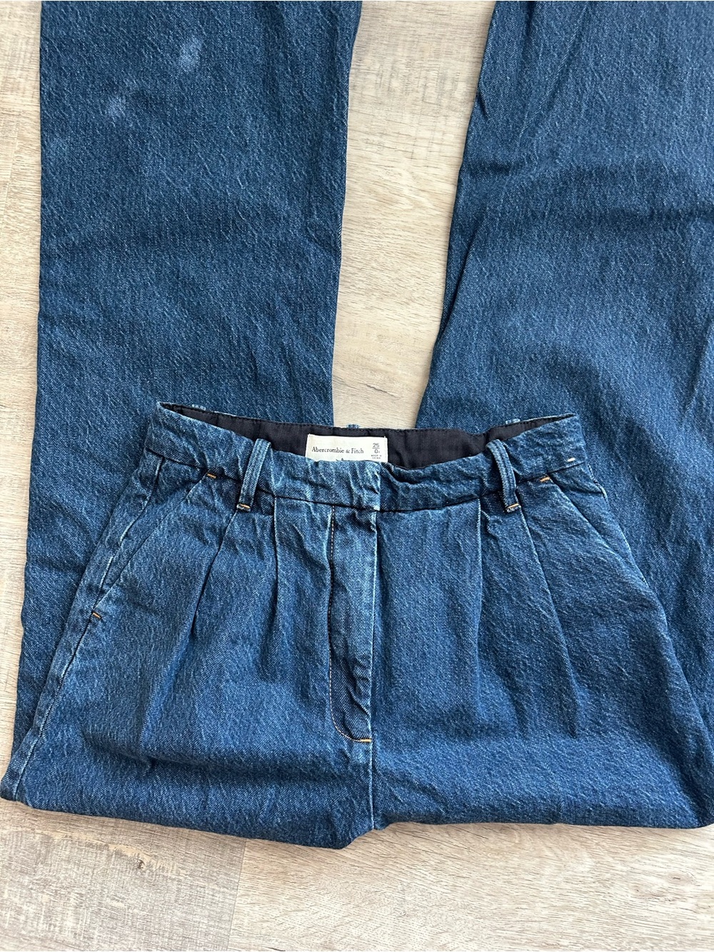 Abercrombie Sloane Tailored Wide Leg Pleated Trouser Jeans Classic 0 Regular 25 - Picture 3 of 6